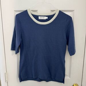 Mersea Women’s Short Sleeve Sweater Size Small Blue Crewneck Beachy
